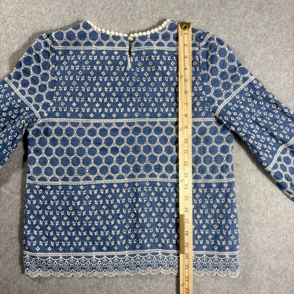 The Rose Embroidered Feminine Coquette Light Blue Top Women's Made in Korea - Picture 4 of 9